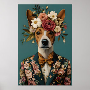 Affiche de Basenji en costume, Portrait de Basenji