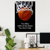 Affiche de basket-ball Célèbre Motivational Quote (Bureau à domicile)