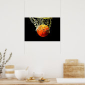 Affiche de basketball avec ballon et filet (Cuisine)