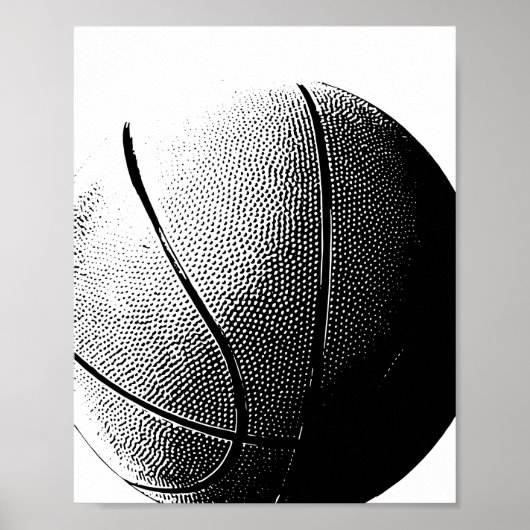 Affiche de basketball noir blanc impression sporti (Devant)