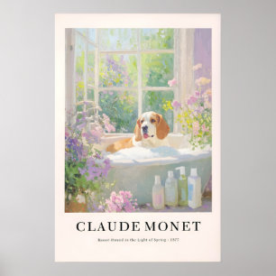 Affiche de Basset Hound dans une baignoire de styl