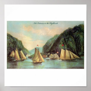 Affiche de bateau à vapeur et à voile