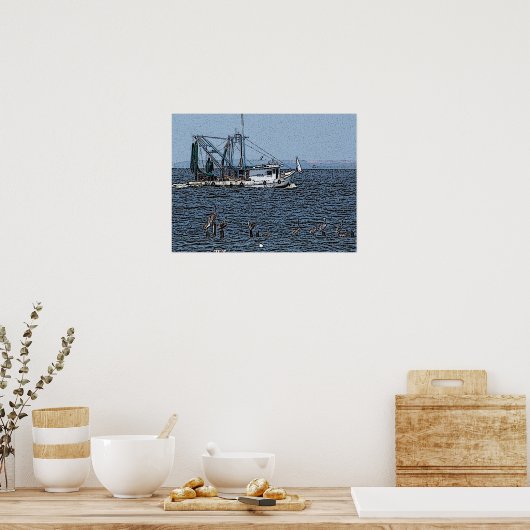 Affiche de bateau de pêche Kemah (Cuisine)