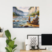 Affiche de bateau de rivière à aquarelle numérique (Bureau à domicile)