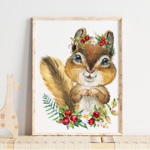 Affiche de bébé écureuil, animal de la forêt   Art