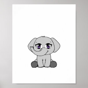 Affiche de bébé éléphant de style Chibi