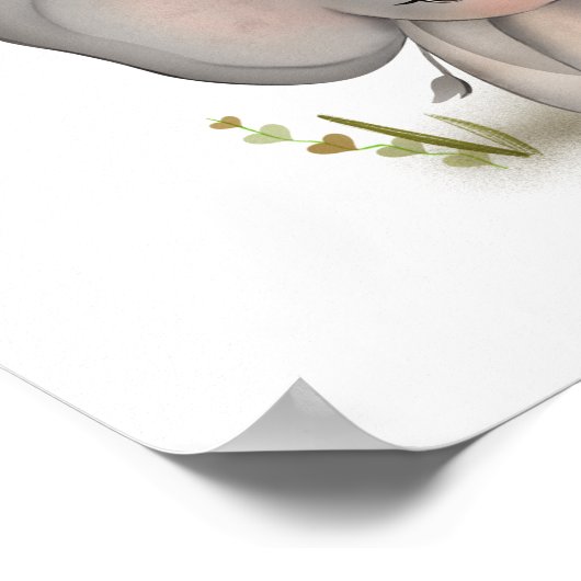 Affiche de bébé éléphant lapin mignon (Coin)