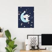 Affiche de bébé éléphant pêchant des étoiles (Bureau à domicile)
