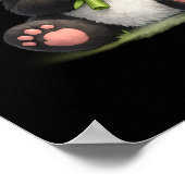 Affiche de bébé panda mignon mangeant du bambou  (Coin)
