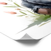 Affiche de bébé vache Highland Fleur rose (Coin)