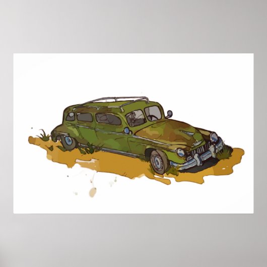 Affiche de Berline Antique Verte Classique (Devant)