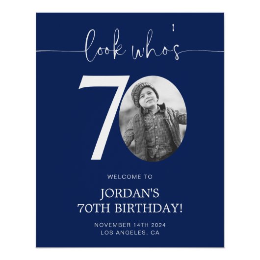 Affiche de bienvenue 70e anniversaire bleu | Regar (Devant)