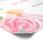 Affiche de bienvenue à fleurs rose Fête des mariée (Coin)