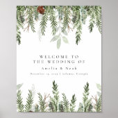 Affiche de bienvenue à table de mariage d'hiver (Devant)