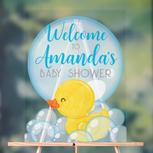 Affiche de bienvenue acrylique Baby shower en caou (Neutre)