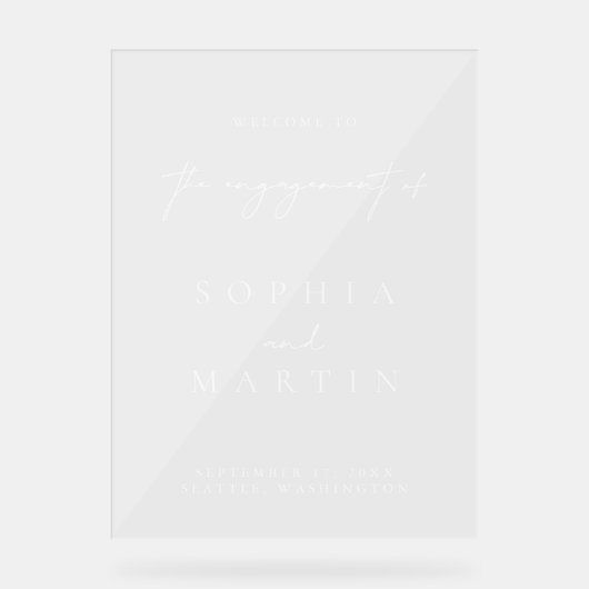 Affiche de bienvenue acrylique Fiançailles simple  (Recto)