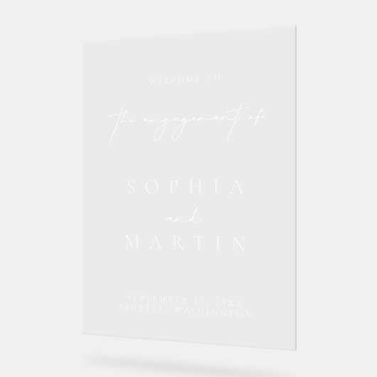 Affiche de bienvenue acrylique Fiançailles simple  (Angle)