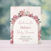 Affiche de bienvenue acrylique florale Baby shower (Neutre)