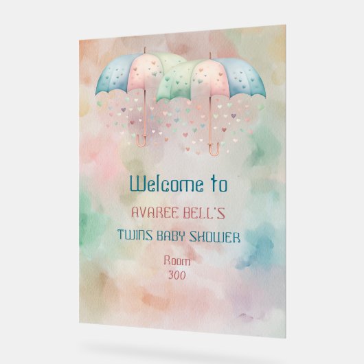 Affiche de bienvenue acrylique jumeaux garçon et f (Angle)