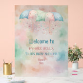 Affiche de bienvenue acrylique jumeaux garçon et f (Mariage)