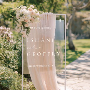 Affiche de bienvenue acrylique Mariage minimaliste