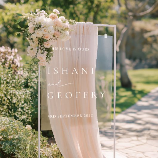 Affiche de bienvenue acrylique Mariage minimaliste