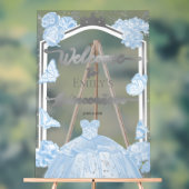 Affiche de bienvenue acrylique Quinceanera | Robe  (Neutre)