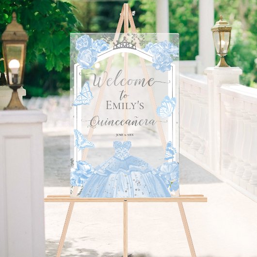 Affiche de bienvenue acrylique Quinceanera | Robe 