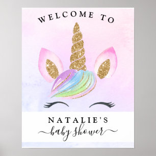 Affiche de bienvenue arc-en-ciel du Baby shower de