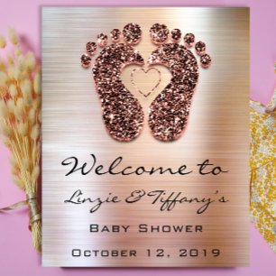 Affiche de bienvenue aux pieds de rose Baby Shower
