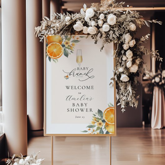 Affiche de bienvenue Baby shower à croûte orange B
