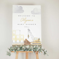 Affiche de bienvenue Baby shower à thème de constr