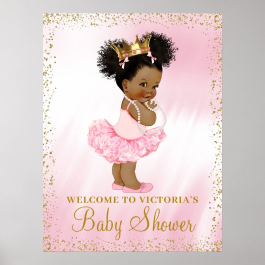 Affiche de bienvenue Baby shower afro-américaine (Devant)