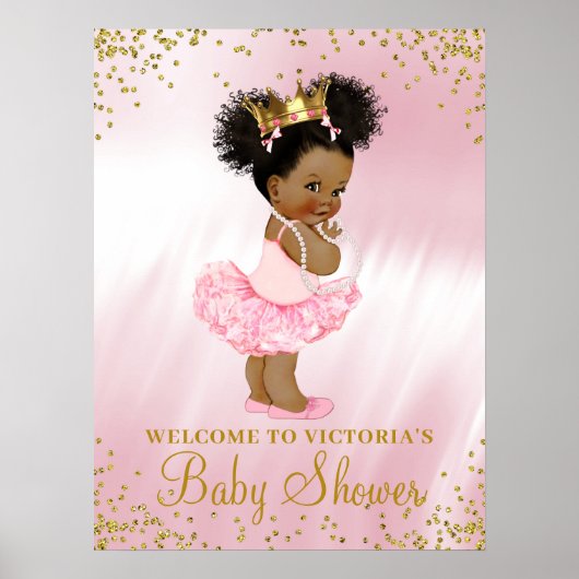 Affiche de bienvenue Baby shower afro-américaine (Devant)