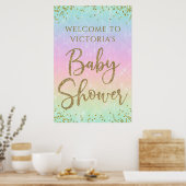 Affiche de bienvenue Baby shower arc-en-ciel (Cuisine)