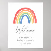 Affiche de bienvenue Baby shower arc-en-ciel neutr (Devant)