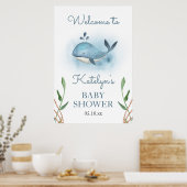 Affiche de bienvenue Baby shower baleine (Cuisine)
