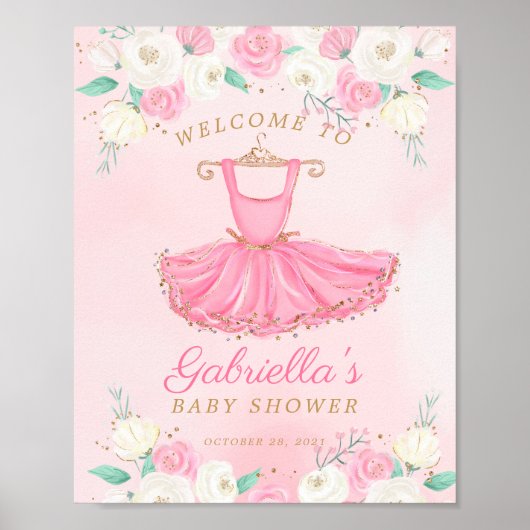 Affiche de bienvenue Baby shower Ballerina Tutu (Devant)