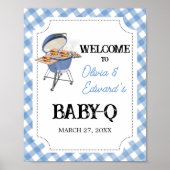 Affiche de bienvenue Baby shower BBQ Burger Bleu (Devant)