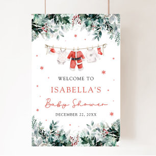 Affiche de bienvenue Baby shower bébé Red Christma