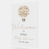 Affiche de bienvenue Baby shower Beige Hot Air Bal (Angle)