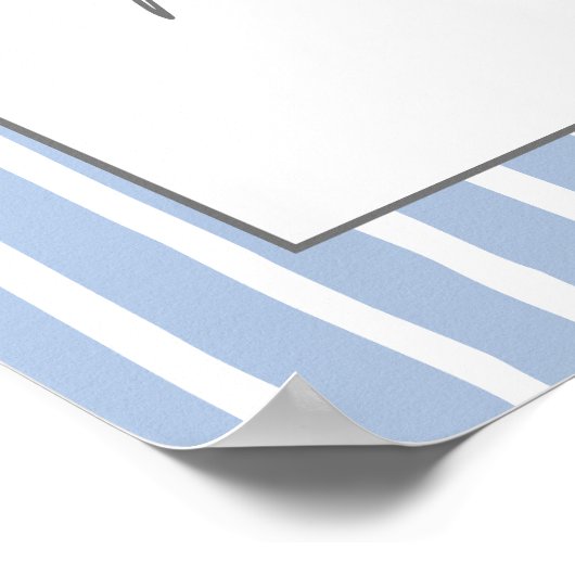 Affiche de bienvenue Baby shower Bleu Bow (Coin)