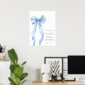 Affiche de bienvenue Baby shower Blue Bow moderne (Bureau à domicile)