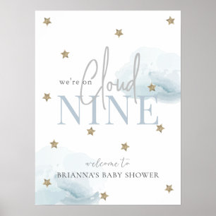 Affiche de bienvenue Baby shower Blue Cloud 9 étoi
