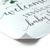 Affiche de bienvenue Baby shower Blue Elephant (Coin)