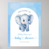 Affiche de bienvenue Baby shower Blue Elephant - W (Devant)
