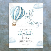 Affiche de bienvenue Baby shower Blue Hot Air Ball