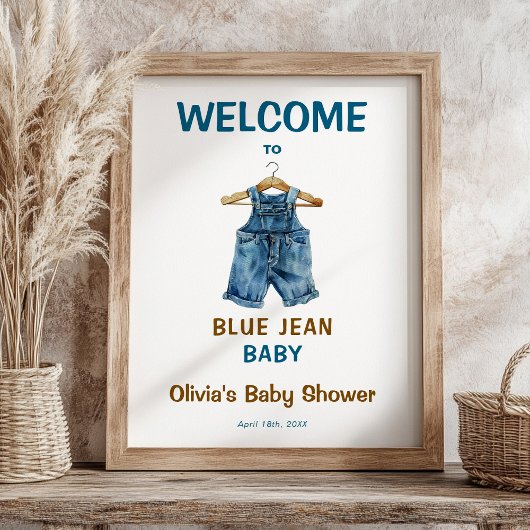 Affiche de bienvenue Baby shower Blue Jean