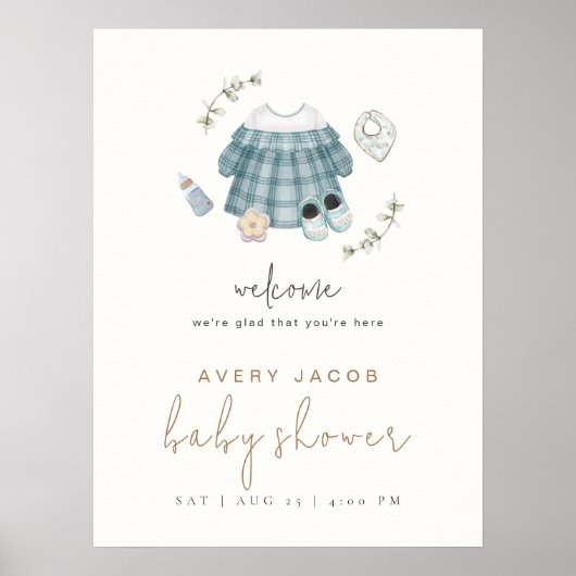 Affiche de bienvenue Baby shower Boho très simple (Devant)