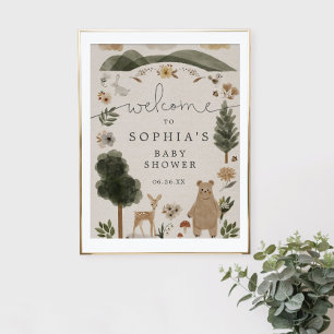 Affiche de bienvenue Baby shower Boho Woodland